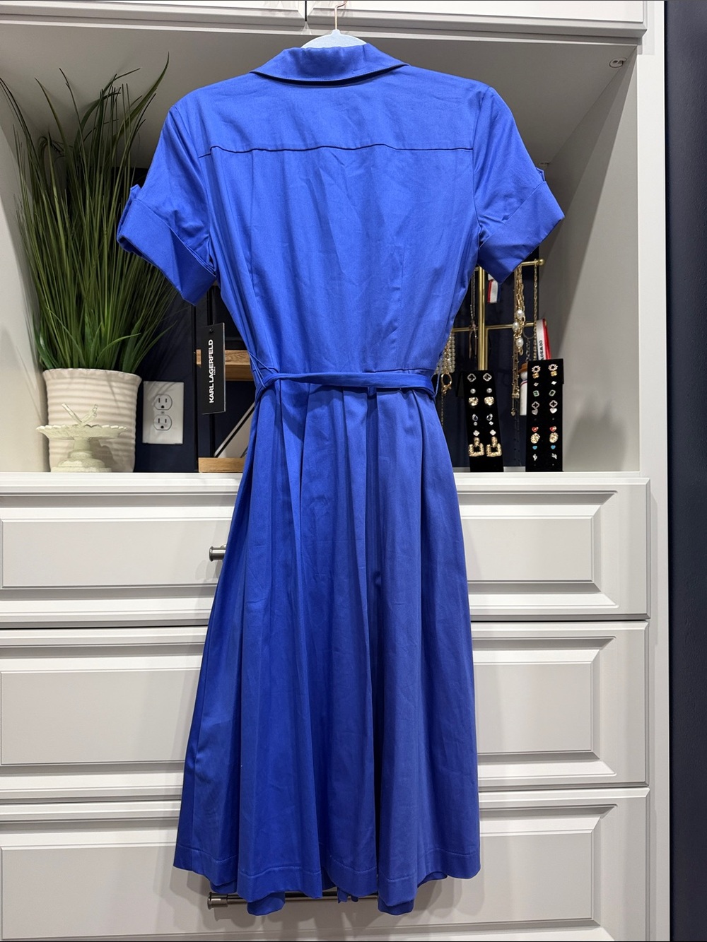 Karl Lagerfeld Royal Blue Shirtwaist Midi Dress SZ4 - Picture 3 of 12